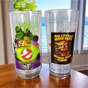 Universal Studios Halloween Horror Nights & Ghostbusters Plastic Tumbler Cup Set